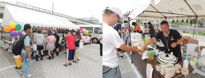 合同TEAMで焼き餃子、かき氷、枝豆など販売